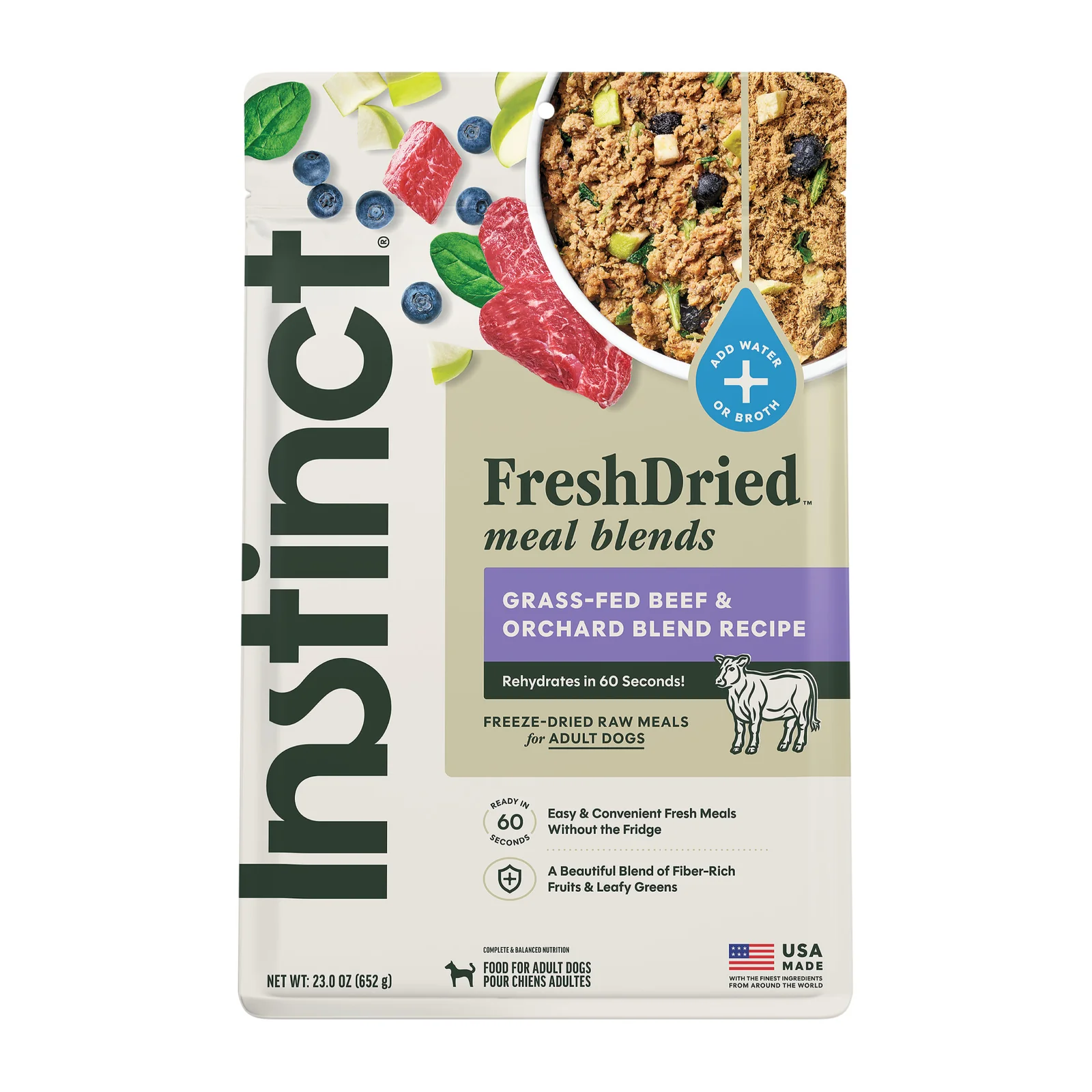 Fresh Dried Meal Blends Grass Fed Beef and Orchard Recipe 23 oz